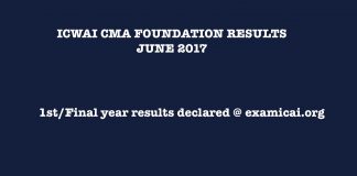 ICWAI CMA foundation results 2017